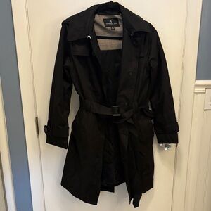 London Fog Black Insulated Trench Rain Coat w/ Removable Hood Women’s MP
